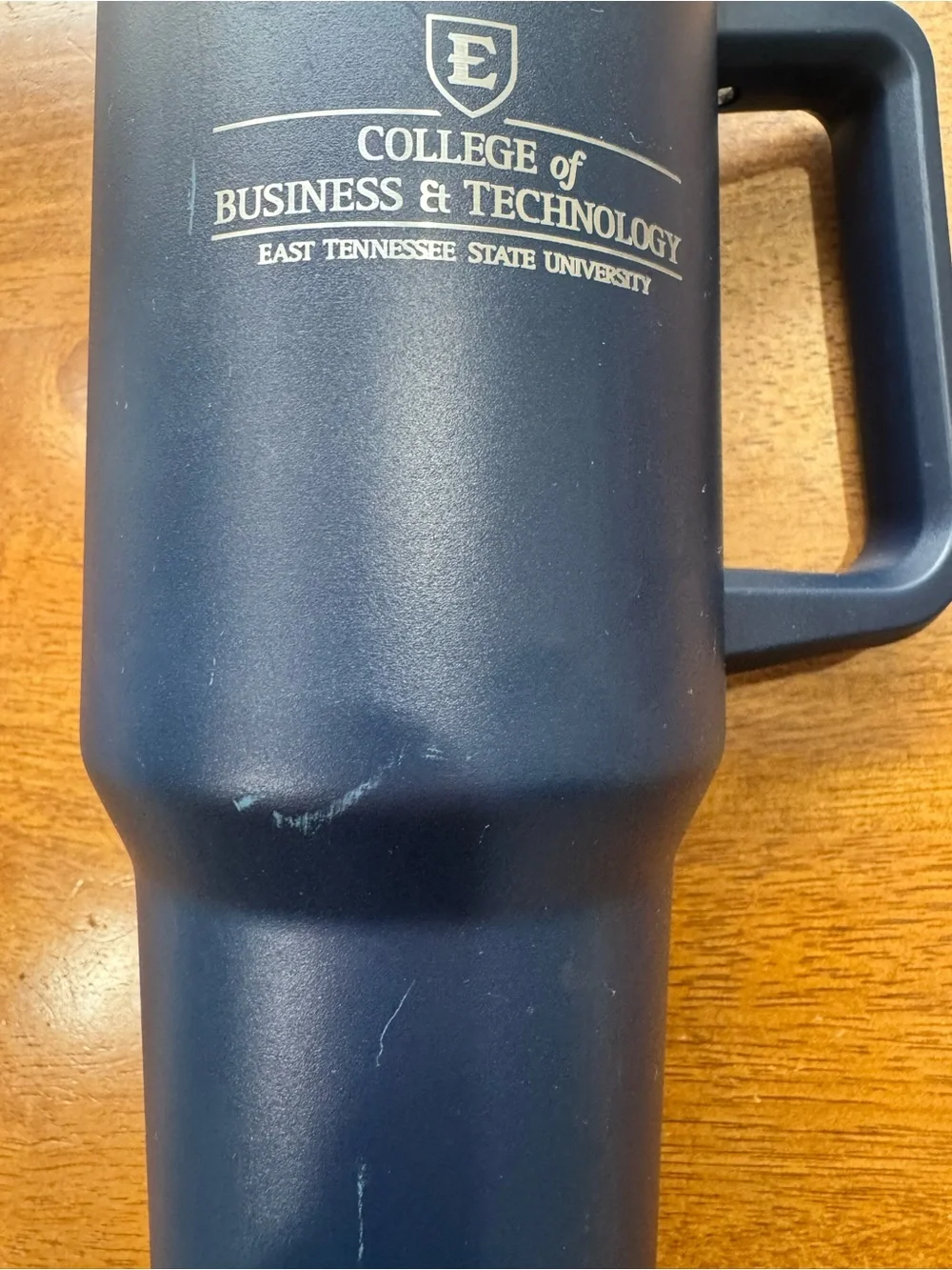 East TN State University College of Business Stainless Tumbler w Lid and Straw